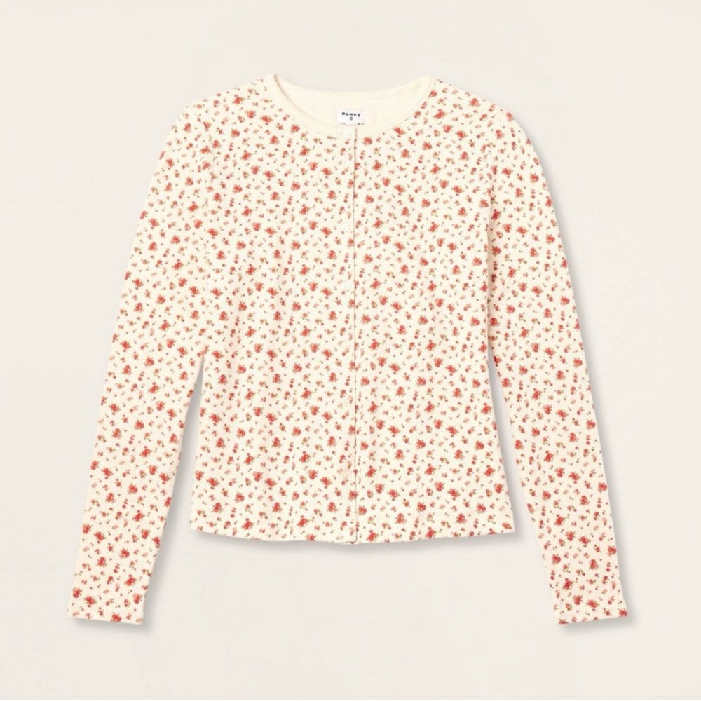 PARKE X Target Cream Floral Button-Front Long Sleeve Top - Picture 2 of 2